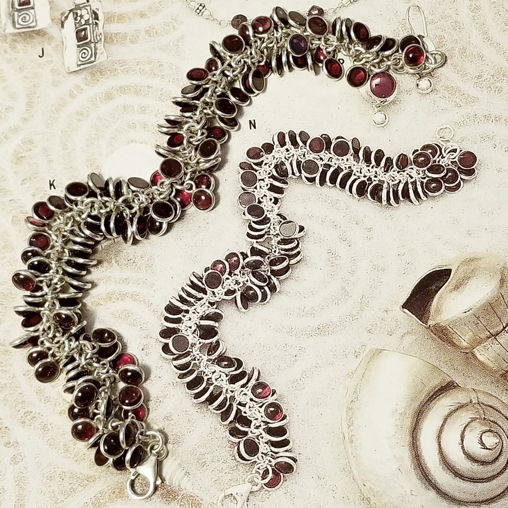 Rare Silpada Sterling Silver Garnet Cha Cha Bracelet - Picture 8 of 14